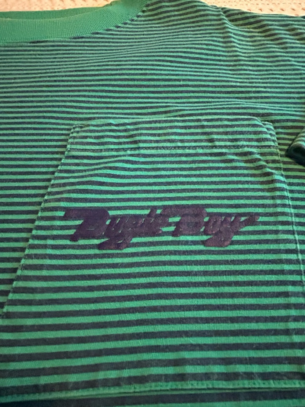 Vintage Bugle Boy Striped Pocket Tee with Embossed Logo